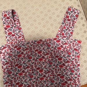 Abercrombie Floral Red and White Women's Top